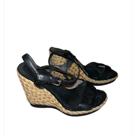 Stuart Weitzman Black Wedge Sandals- size 8.5 - Picture 3 of 9
